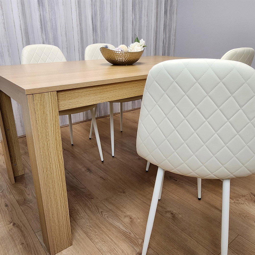 Portland 4 Seater Dining Set Oak Effect and Cream Image 4