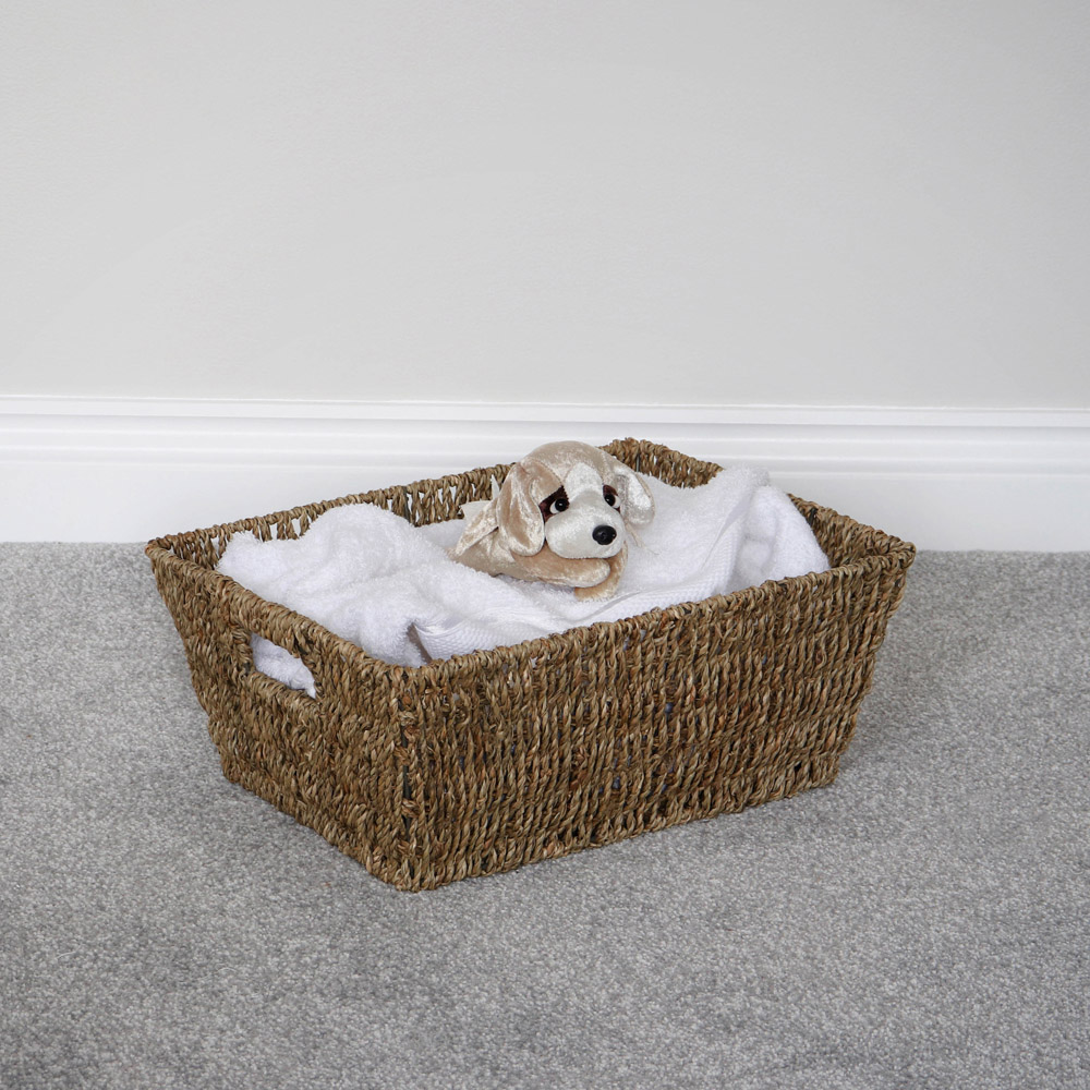 JVL Seagrass Rectangular Storage Basket 3 Pack Image 6