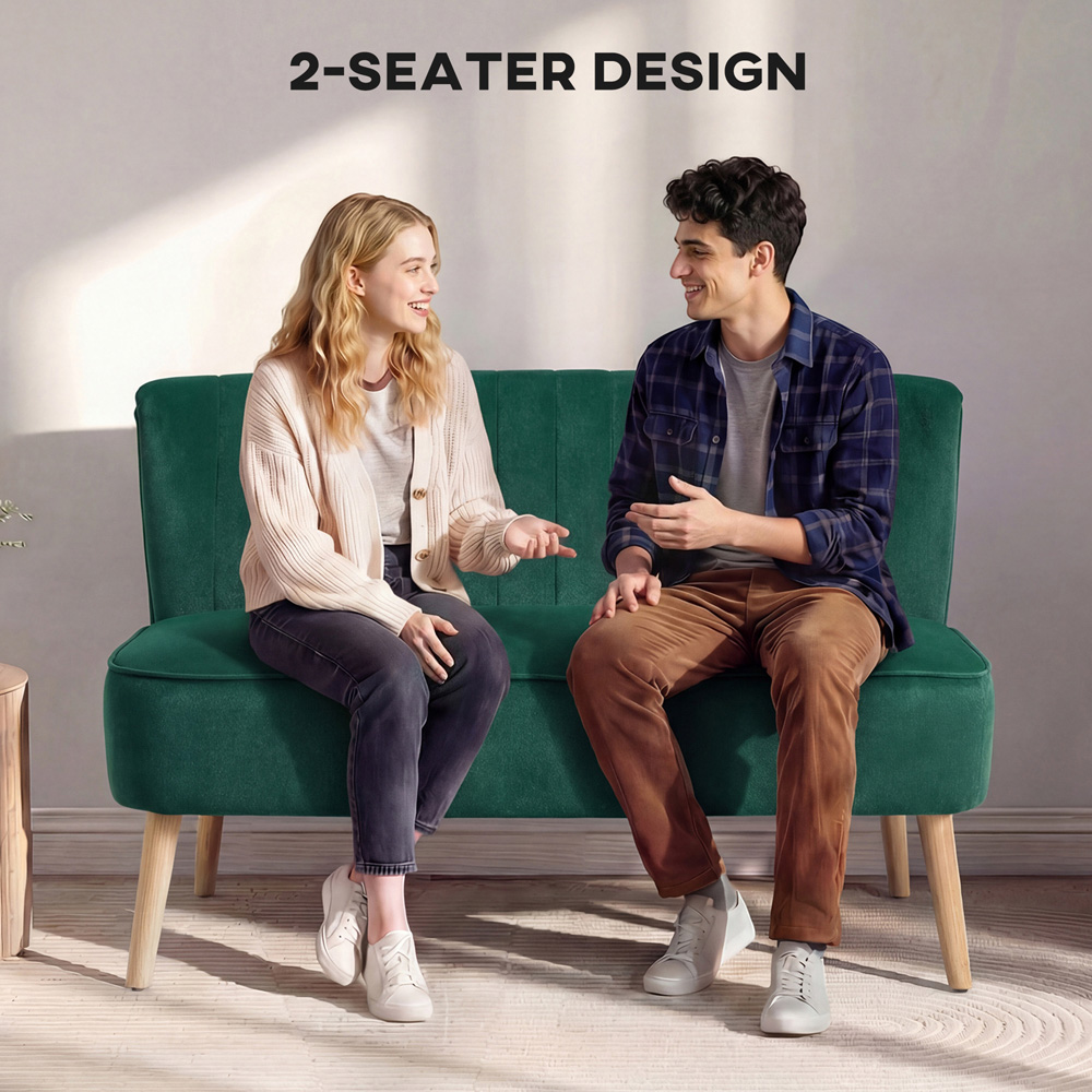 Portland 2 Seater Dark Green Padded Loveseat Sofa Image 5