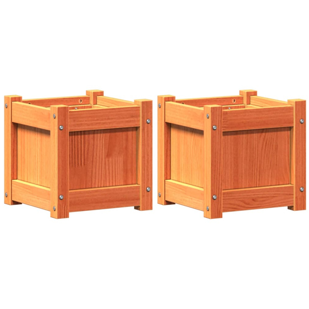 vidaXL Brown Solid Pine Wood Garden Planter 31 x 31 x 31cm 2 Pack Image 5