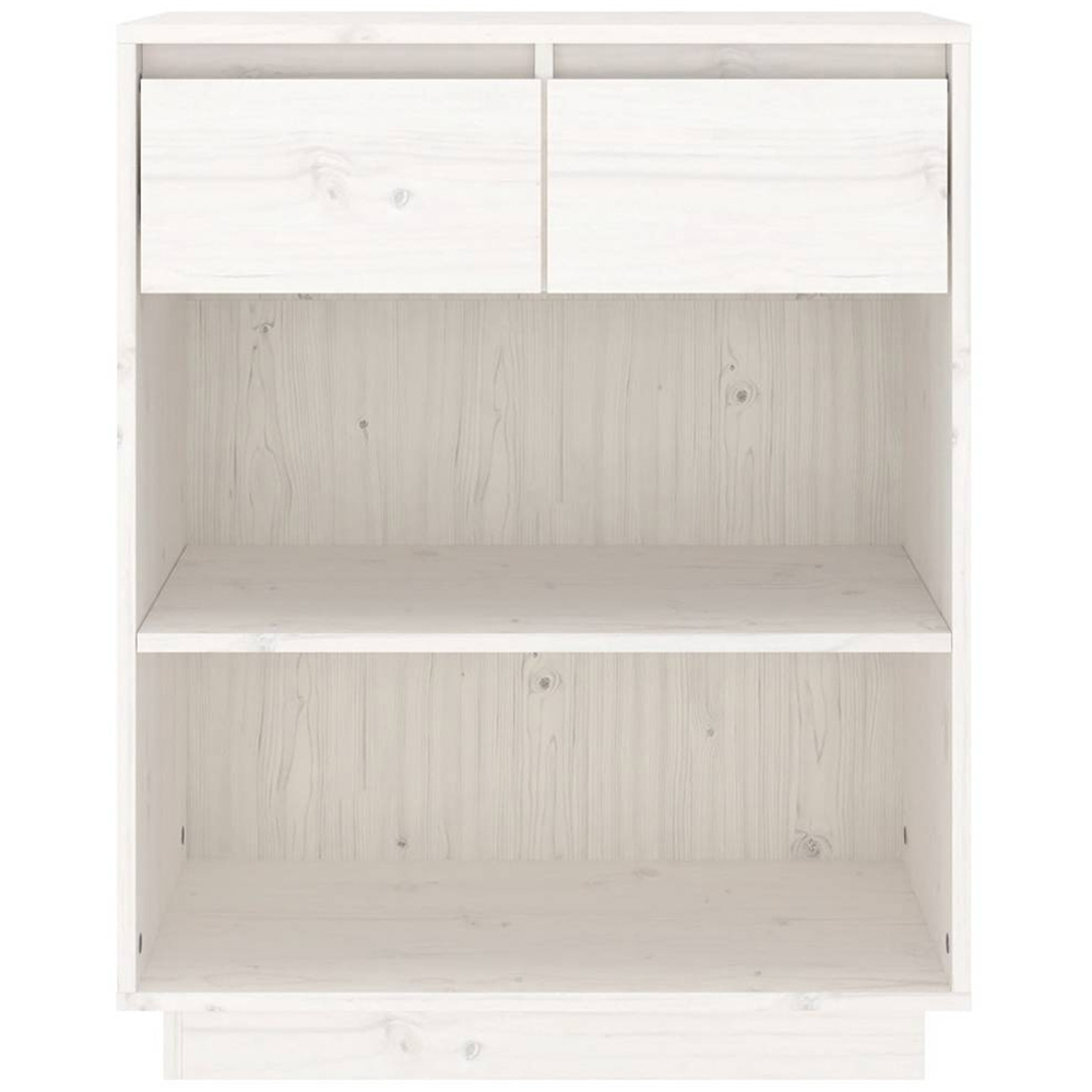 vidaXL 2 Drawer 2 Open Shelf White Solid Pinewood Console Cabinet Image 5