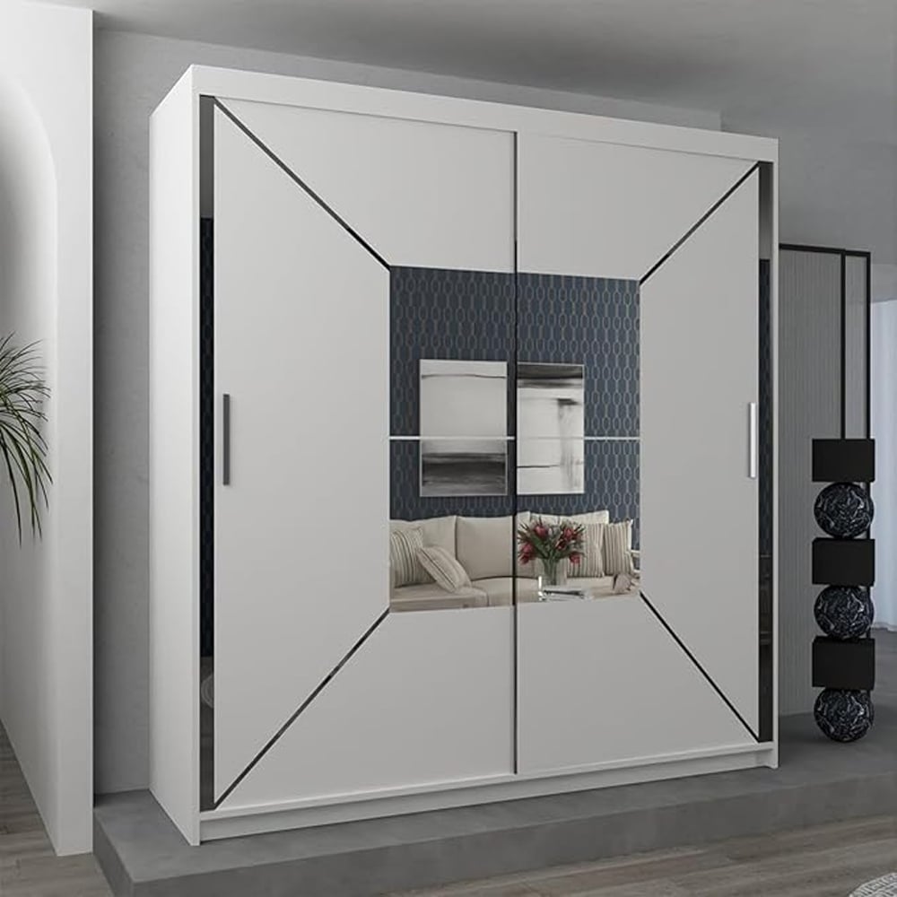 Sliding Wardrobes 4U Nicole 2 Door White Mirror Wardrobe Image 3