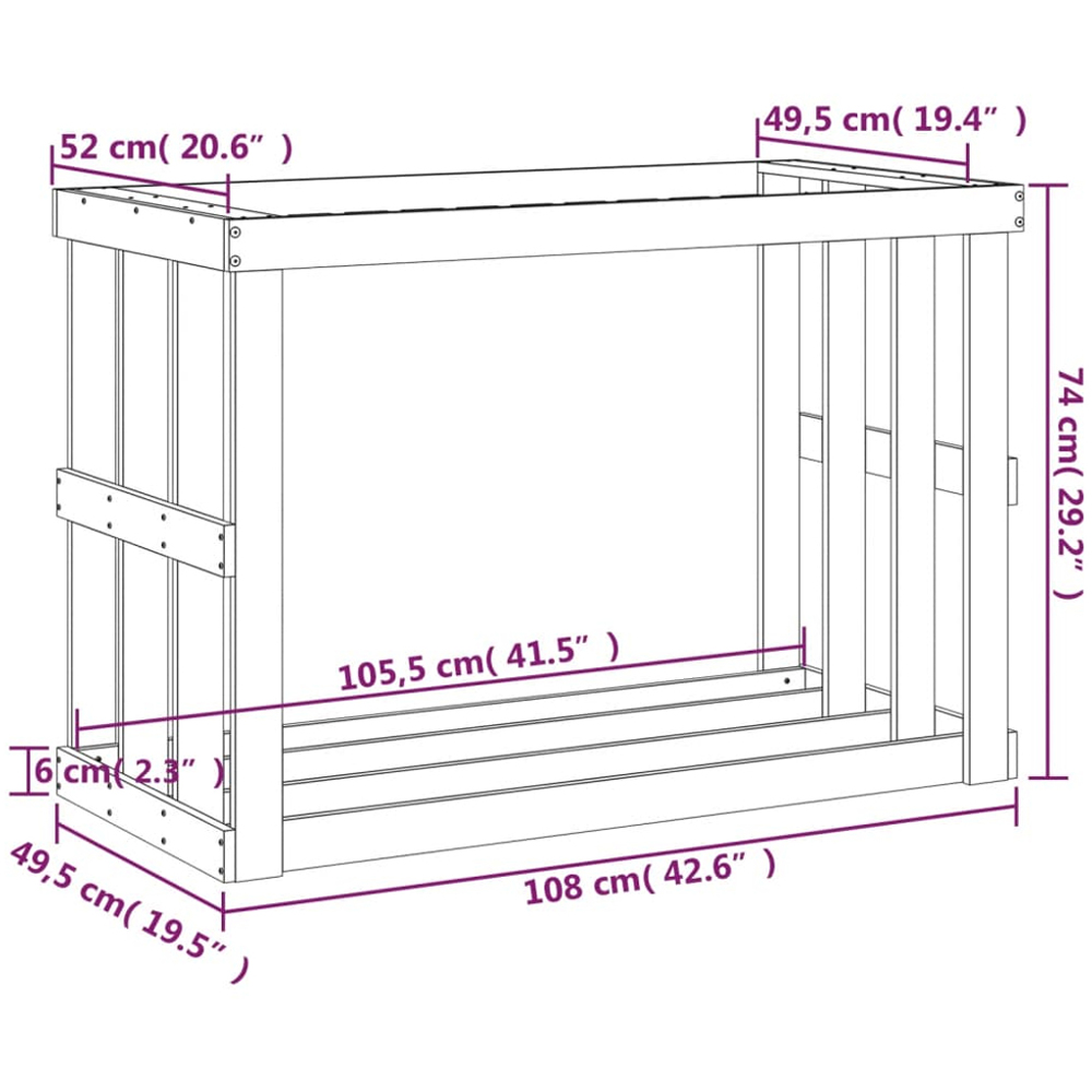 vidaXL Solid Pine Wood Log Holder 108 x 52 x 74cm Image 7