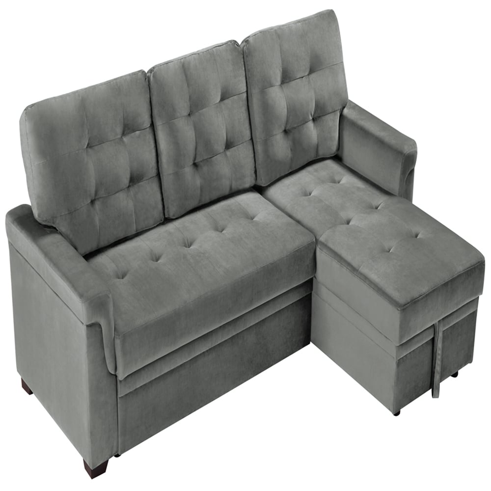 Furniture One 3 Seater Grey Velvet Corner Storage Sofa Bed Image 3
