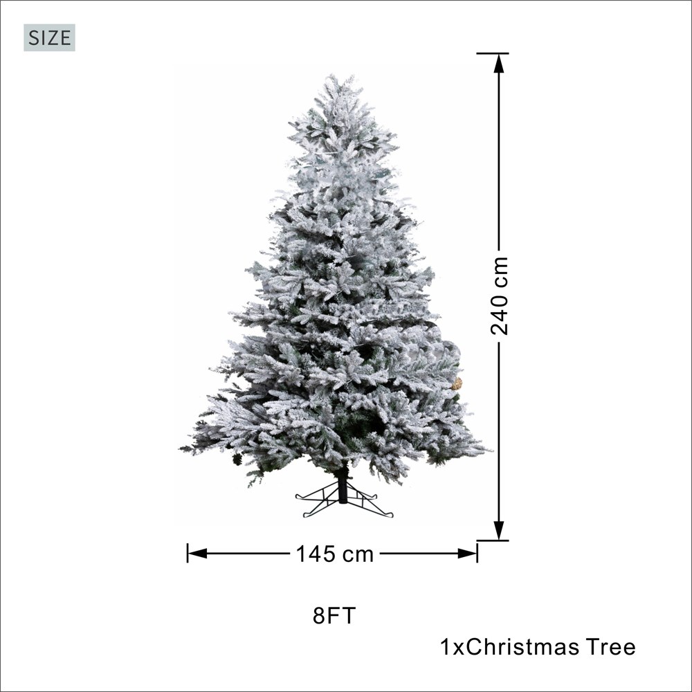 Abrihome Noble Fir Snow Covered Artificial Christmas Tree with 1402 Tips 8ft Image 9