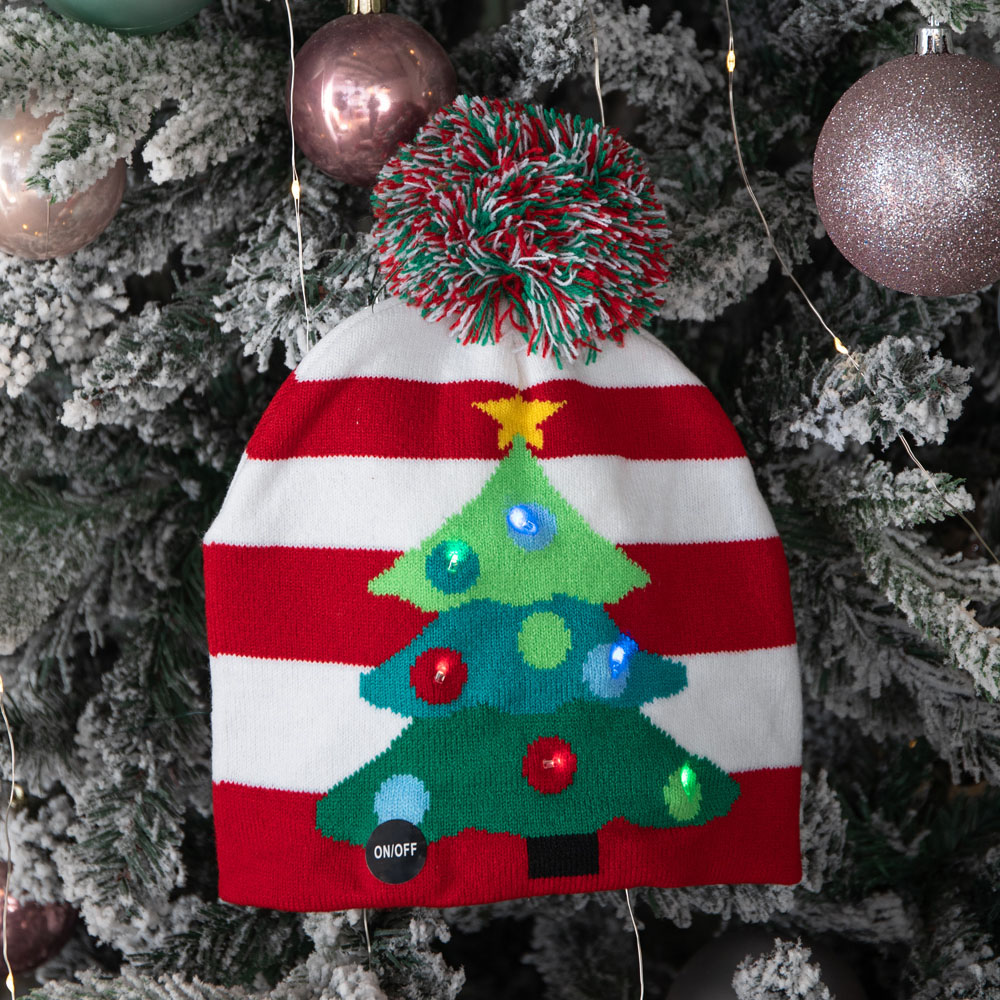 Samuel Alexander 6 Multicoloured LED Christmas Tree Flashing Party Festive Beanie Hat Image 7