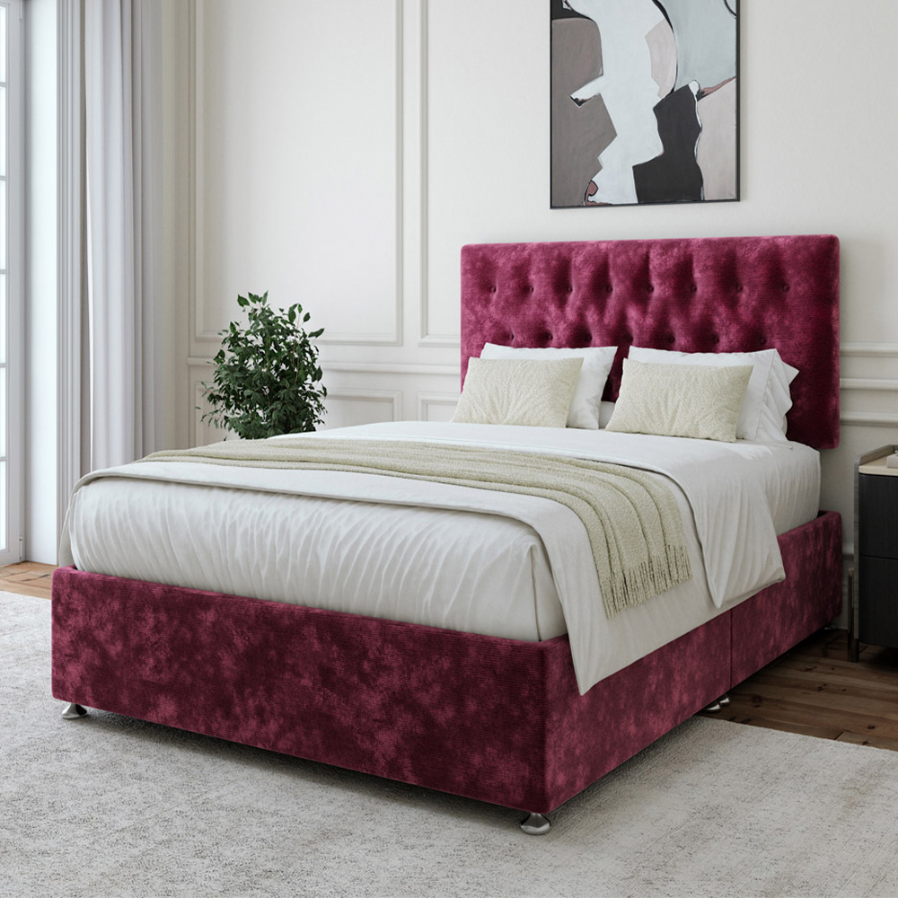 Bedmaster Small Double Aubergine Chenille Divan Base Image 1
