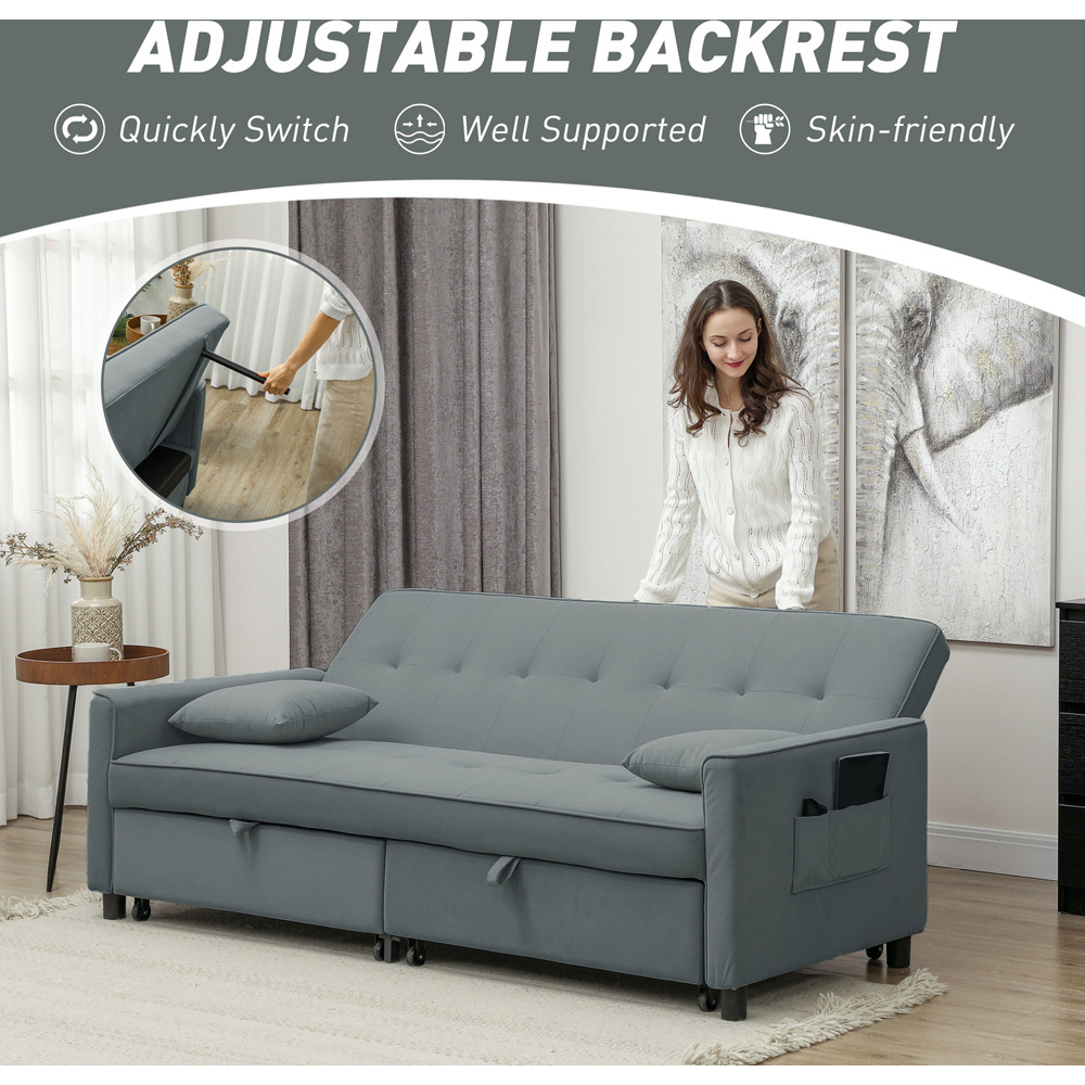 HOMCOM 3 Seater Grey L Shaped Reversible Pull Out Sofa Bed Image 6