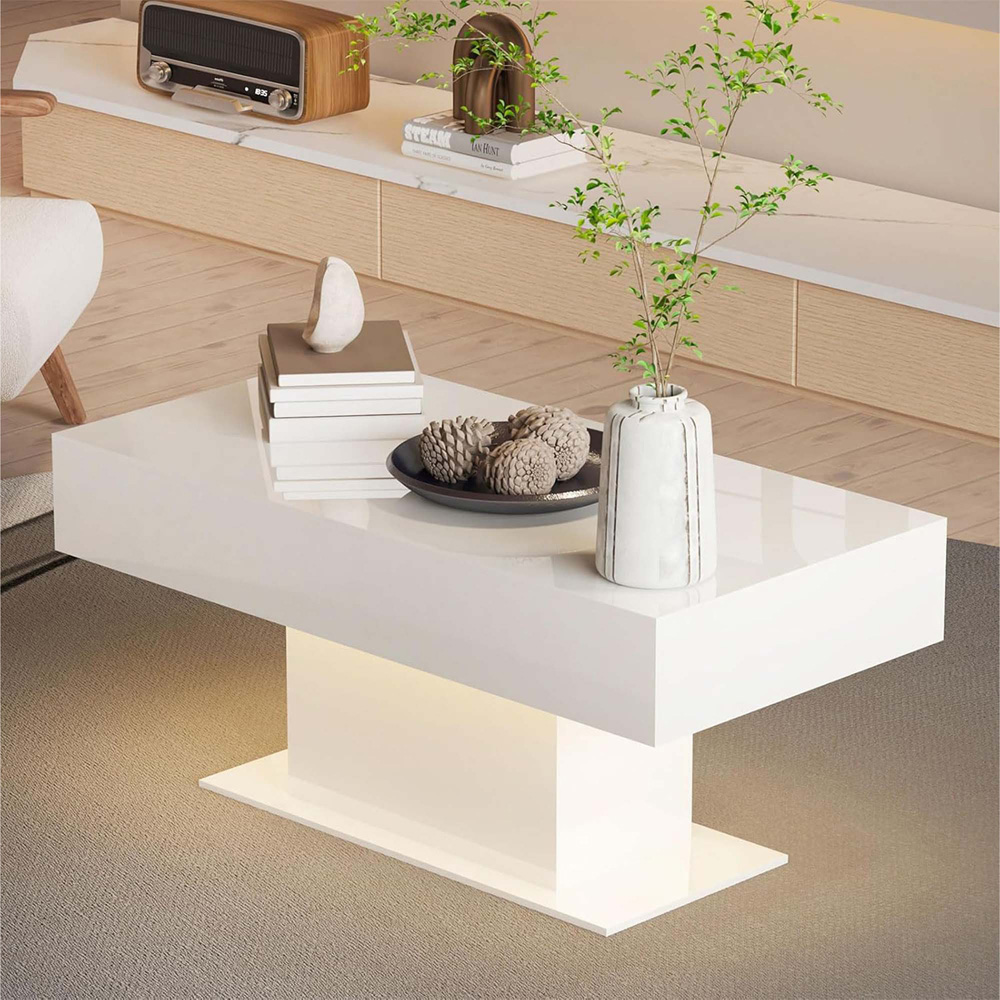 Comfy Living White High Gloss LED Coffee Table Image 6