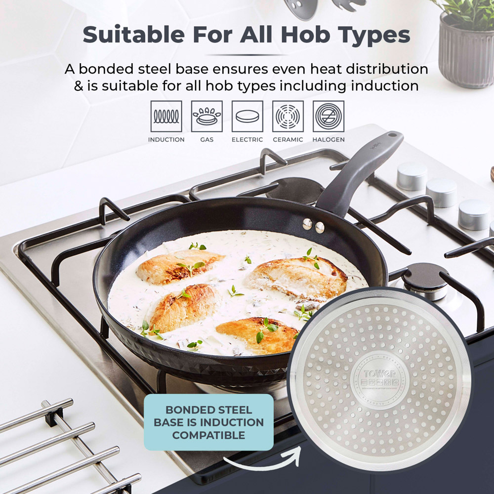 Tower Diamo 30cm Black Aluminium Non-Stick Frying Pan Image 7