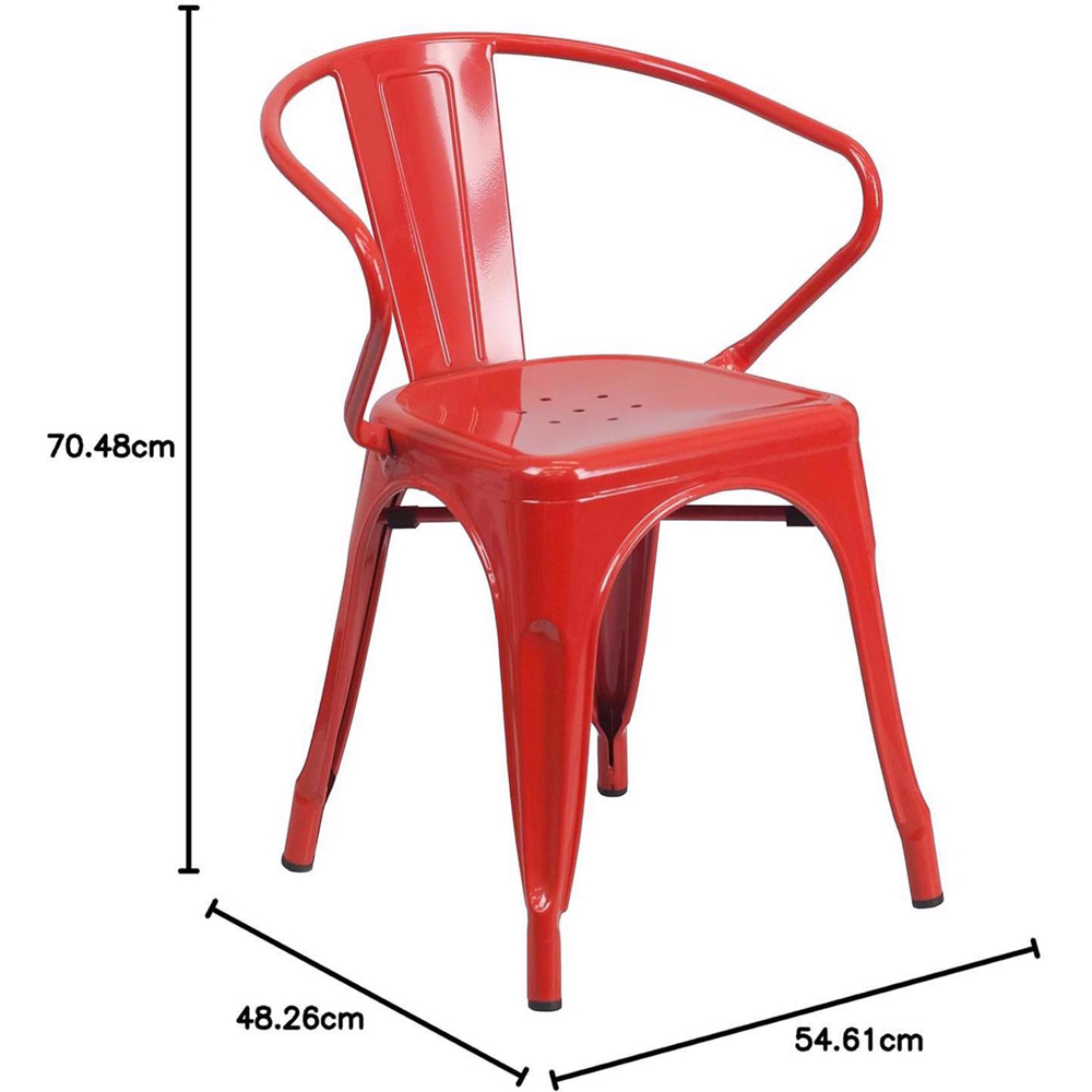 FWStyle Set of 4 Red Galvanised Steel Ready Assembled Chairs Image 6