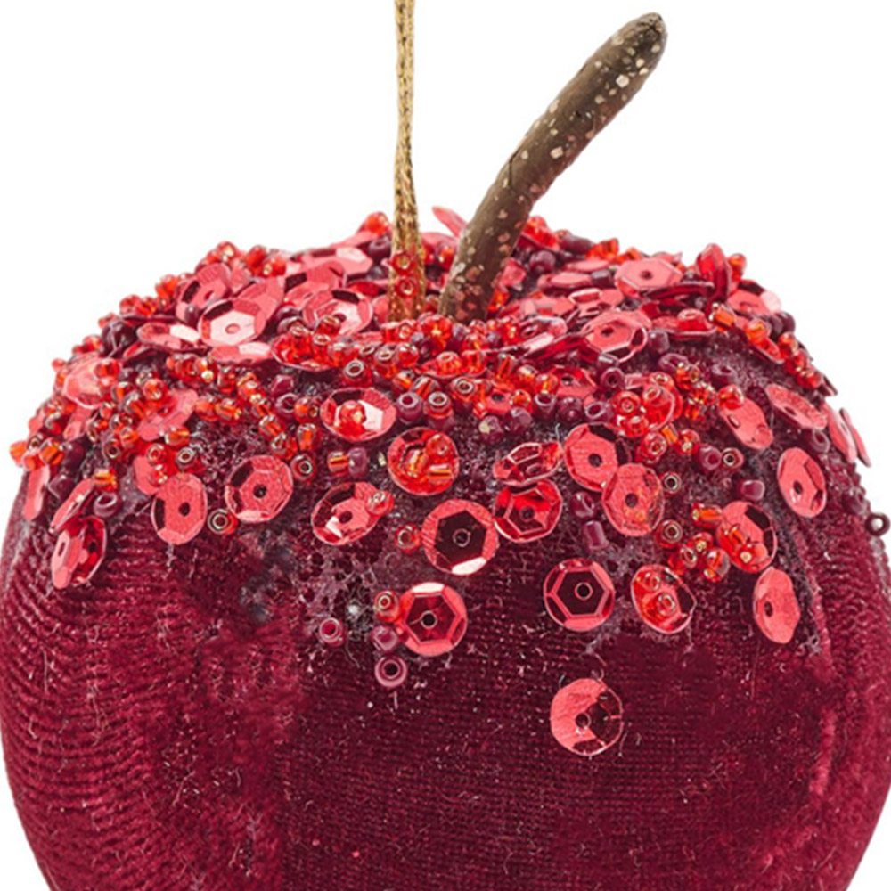 The Seasonal Gift Co Red Velvet Apple Bauble 17cm Image 3