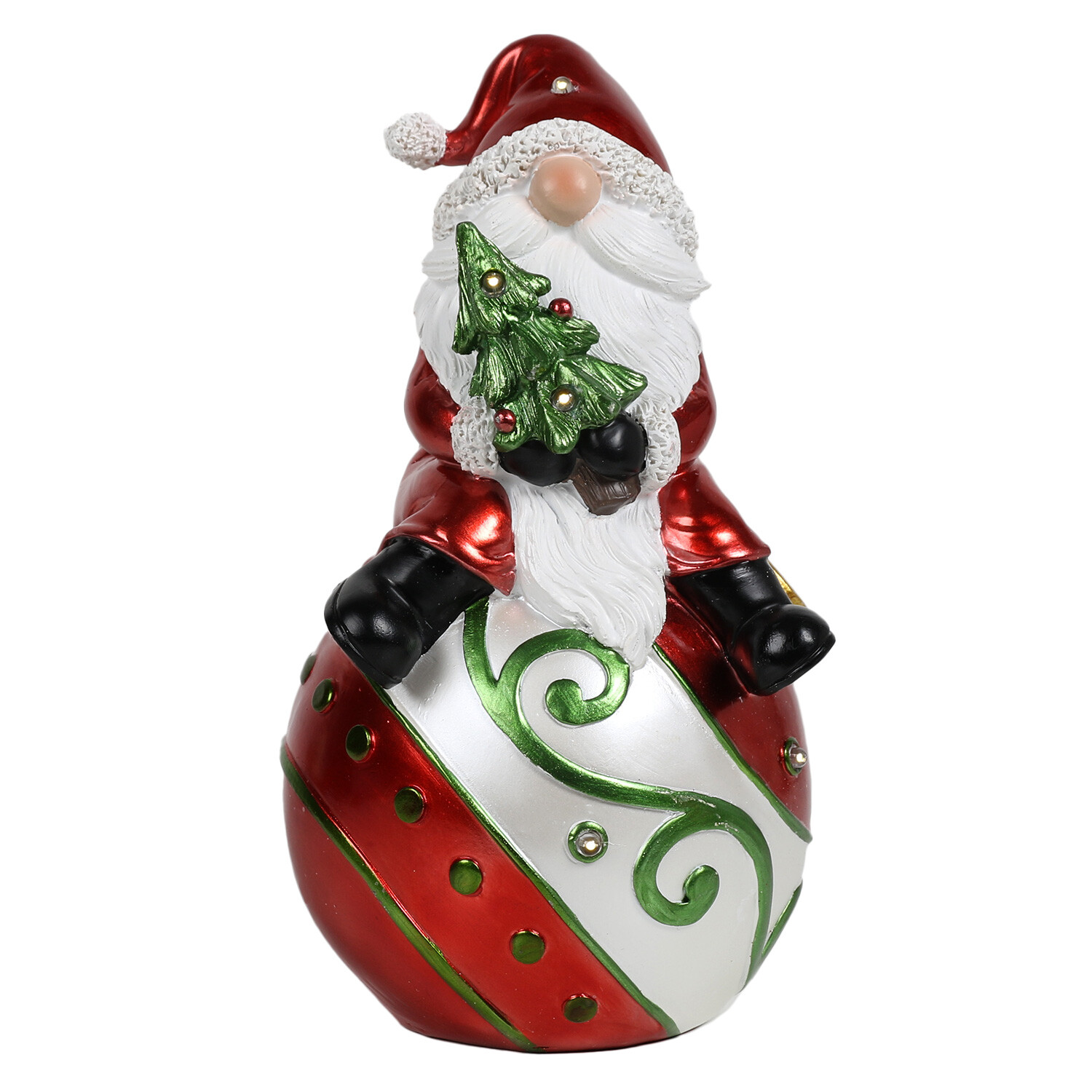 Santa On Red LED Bauble Ornament Image 3