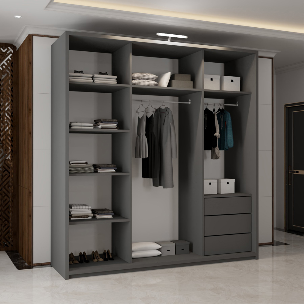 M N Furniture Modern 2 Door Grey Mirrored Sliding Wardrobe 150cm Image 4