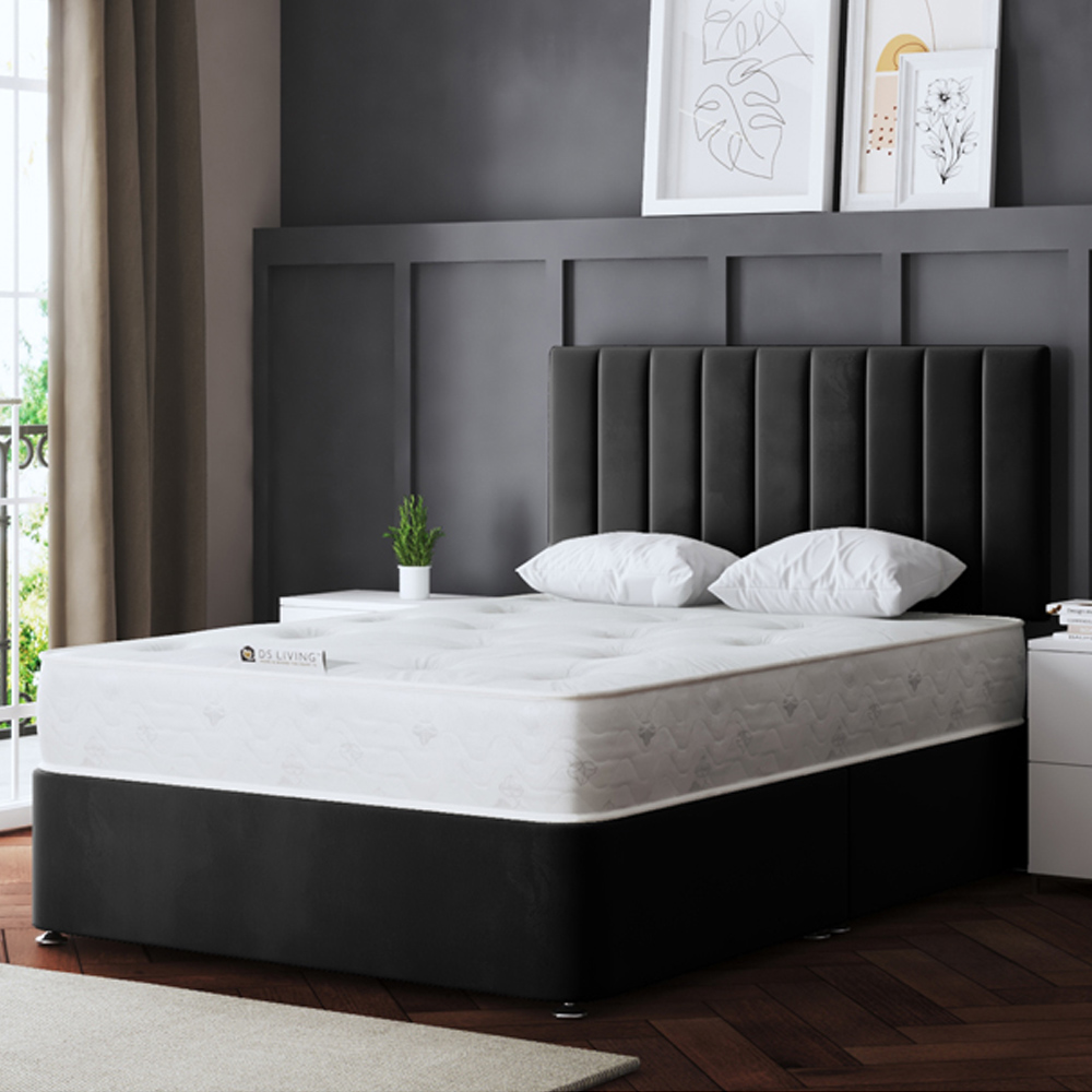 DS Living Amelia Single Black Upholstered Panel Divan Bed with 4 Drawer Image 1