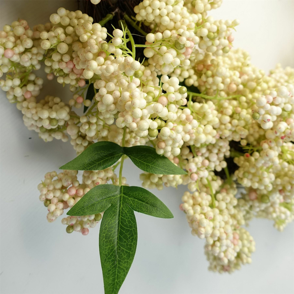 Leaf White Berries Artificial Wreath 55cm Image 6