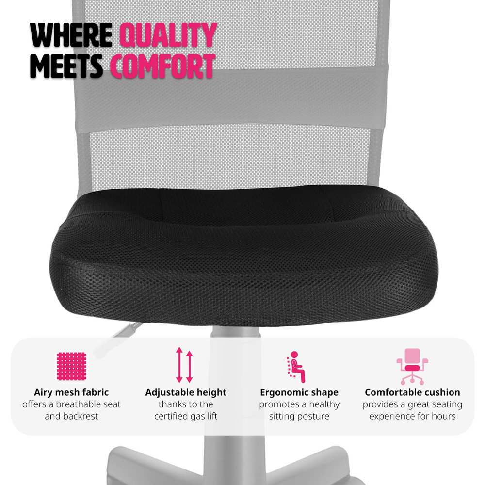 tectake Patrick Black Height Adjustable Padded Office Chair Image 8