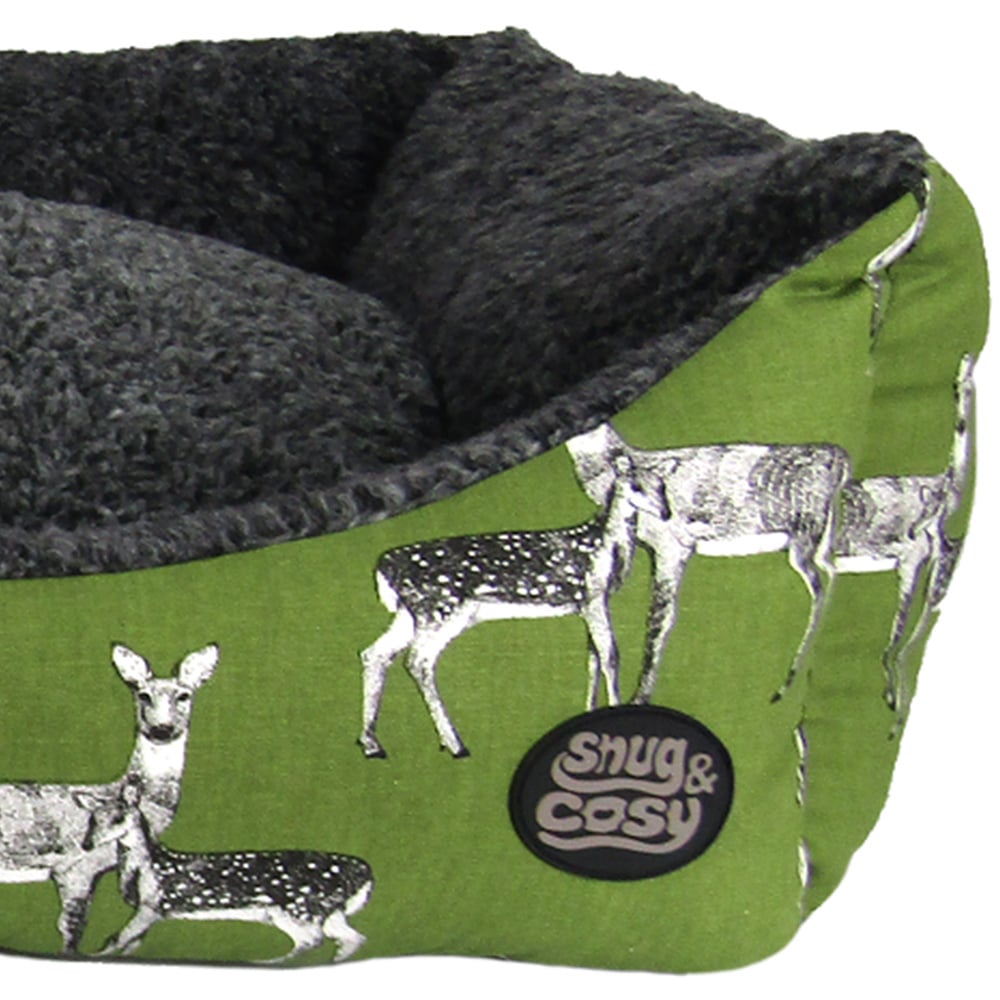 Snug & Cosy XL Rectangle Sage Deer Print Dog Bed Image 3