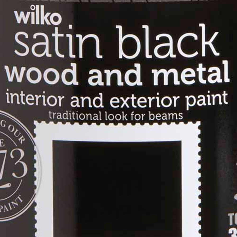 Wilko Quick Dry Wood and Metal Pure Brilliant Black Satin Paint 500ml Image 3
