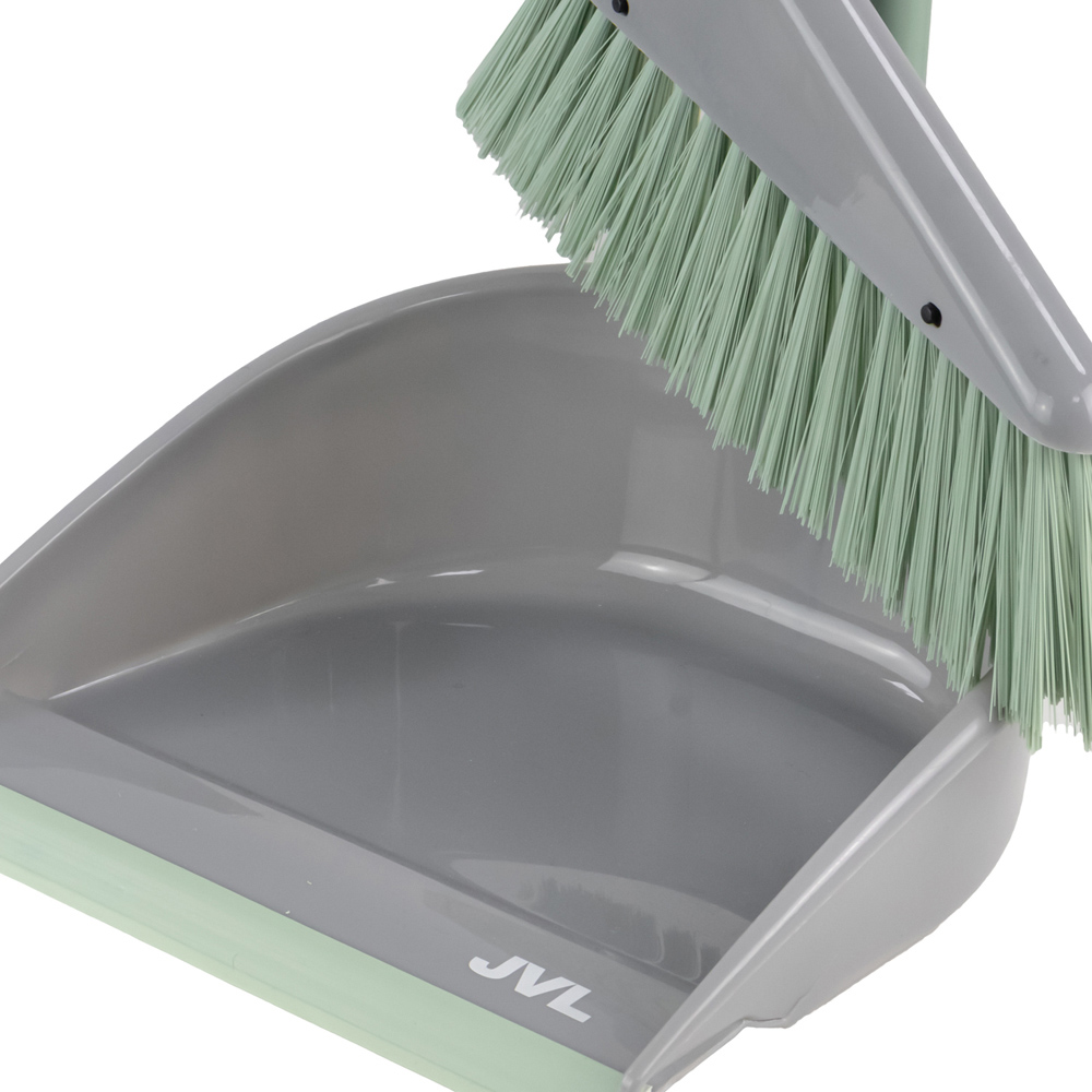 JVL Grey Long Handle Dust Pan and Brush Set Image 5