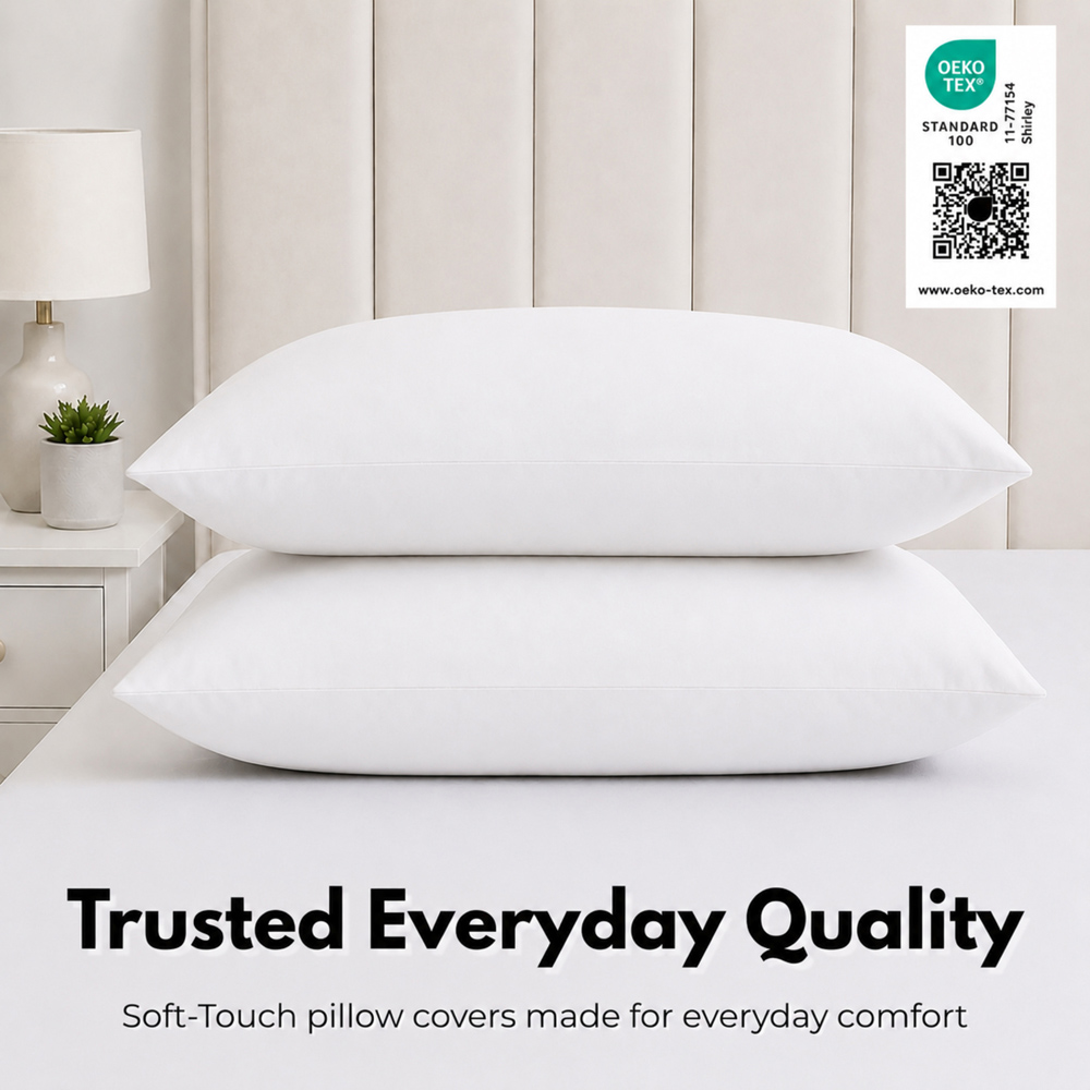 MHG Living Soft White Microfibre Envelope Closure Pillowcase 50 x 75cm 2 Pack Image 6