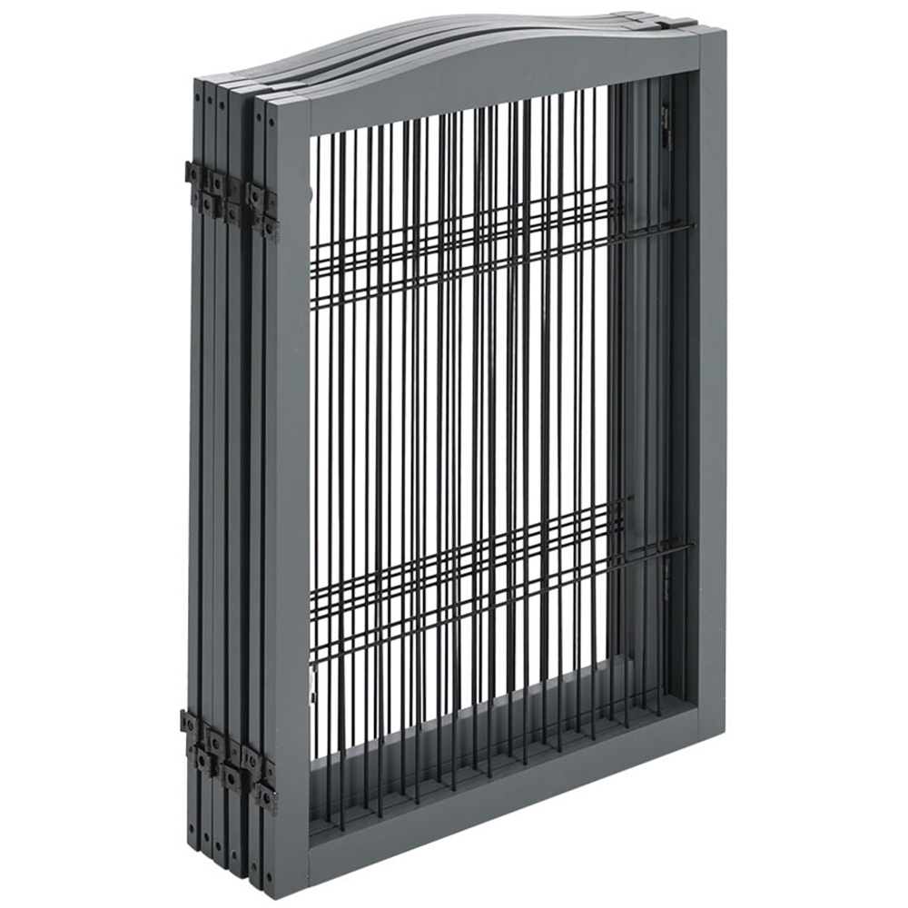 H&O Direct 6 Panel Grey Easy Setup Wooden Folding Pet Playpen Image 3