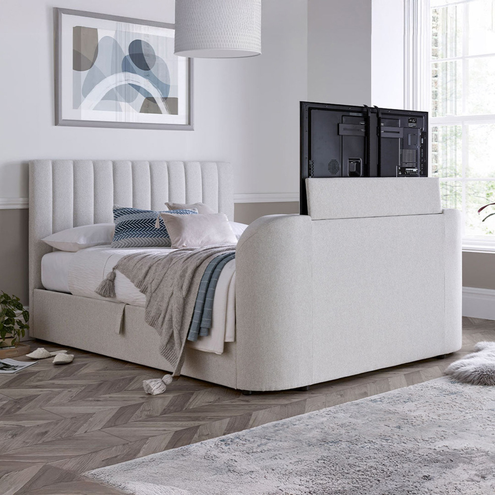 Webb Daniels Nova Super King Size Natural Fabric Ottoman Media TV Bed Image 5