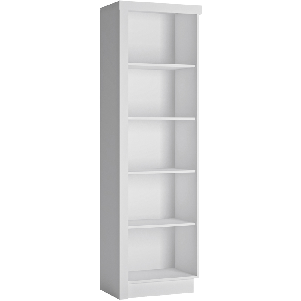 Furniture To Go Lyon 5 Shelf White High Gloss RH Bookcase Image 2