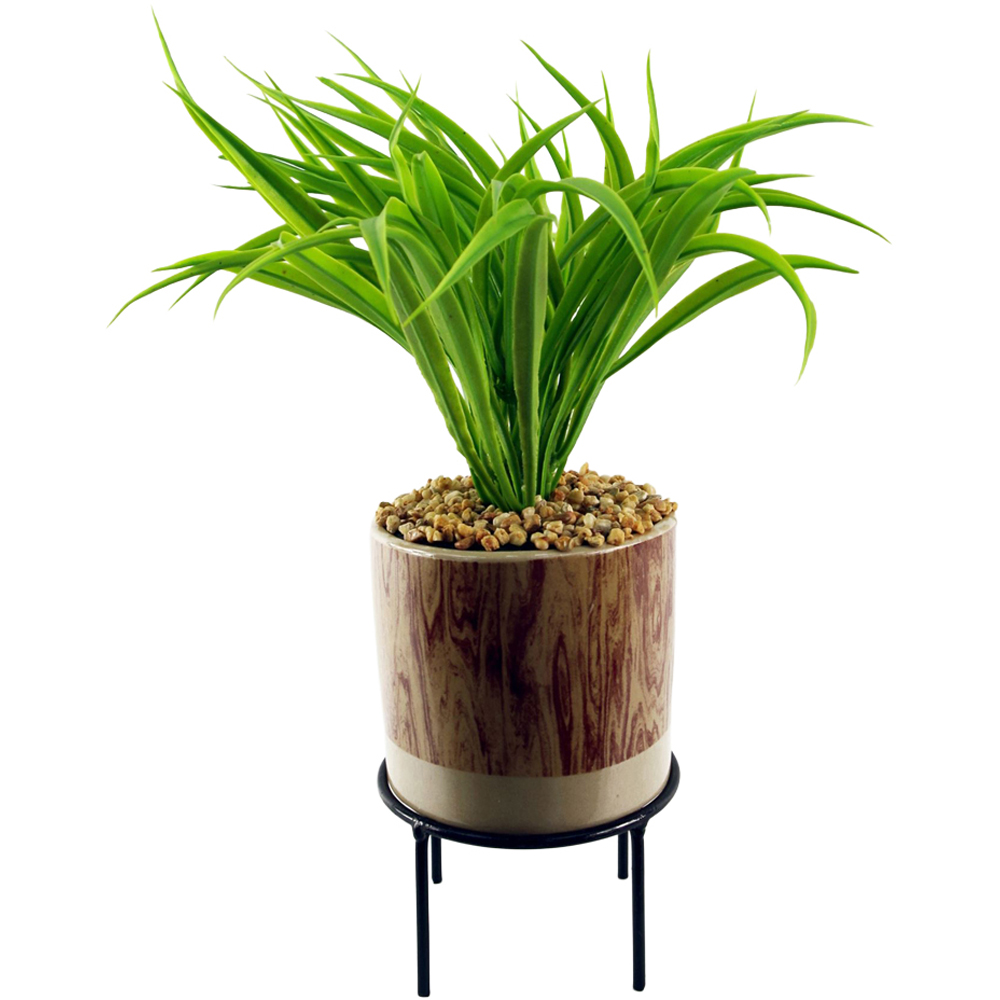 Leaf Grass Artificial Plant in Ceramic Planter 35cm Image 1