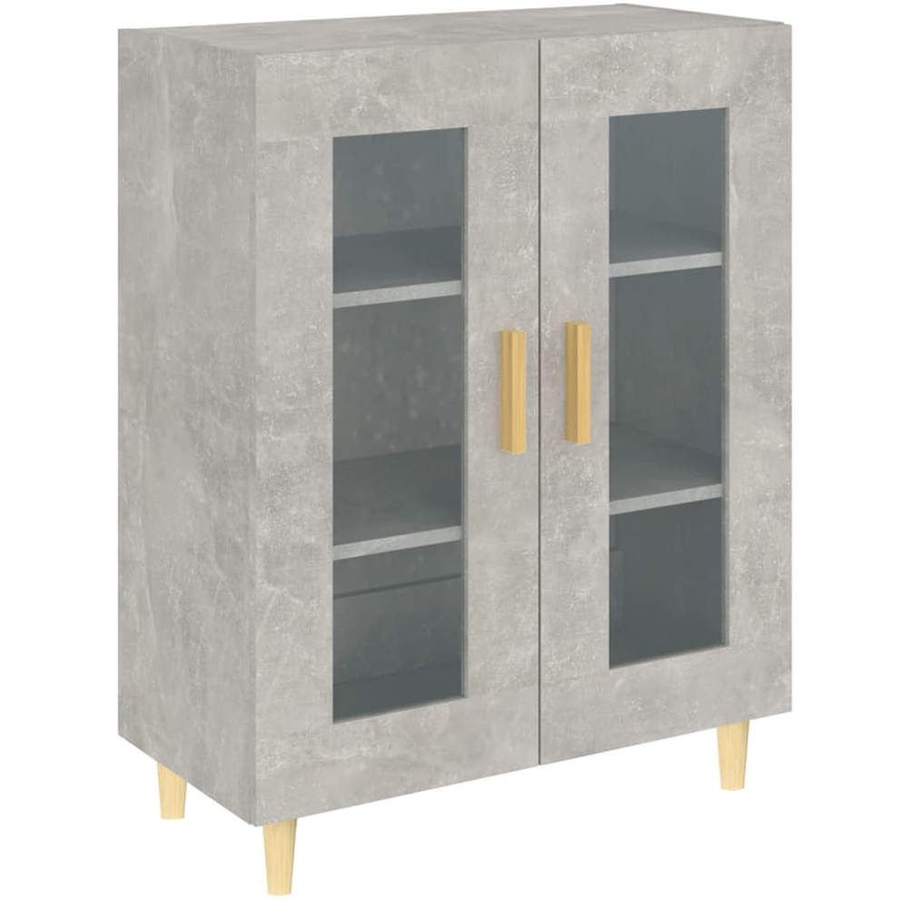 vidaXL 2 Glass Door Concrete Grey Sideboard Image 2