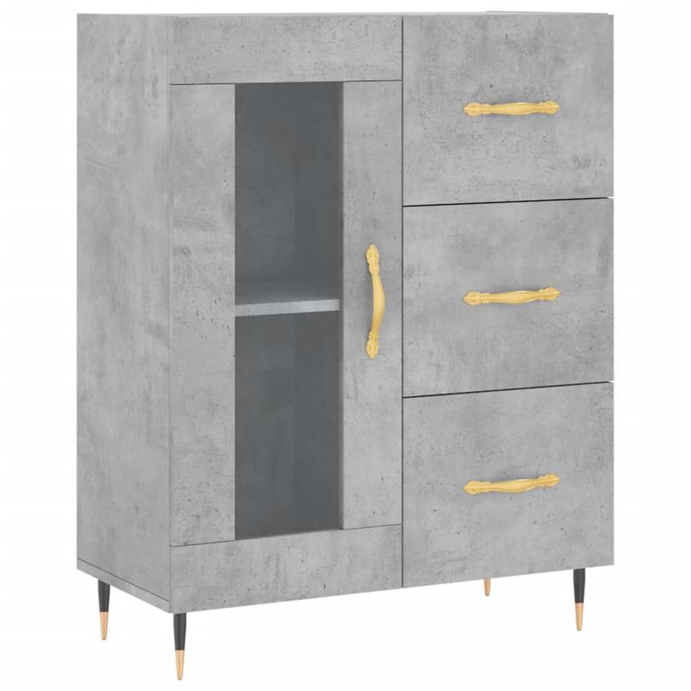 vidaXL Single Door 3 Drawer 3 Shelf Concrete Grey Highboard Image 7