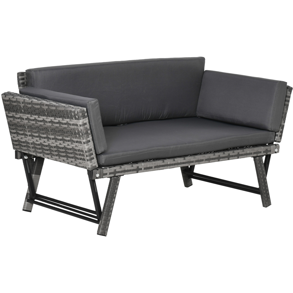 Outsunny 2 Seater Grey Rattan Folding Day Bed Image 2