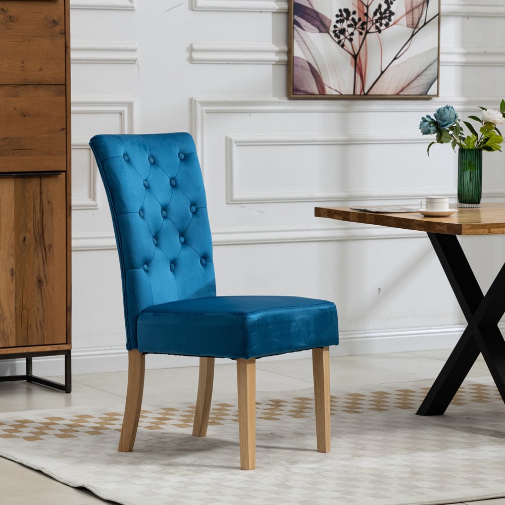 Artemis Home Pienza Set of 2 Blue Velvet Dining Chairs Image 3