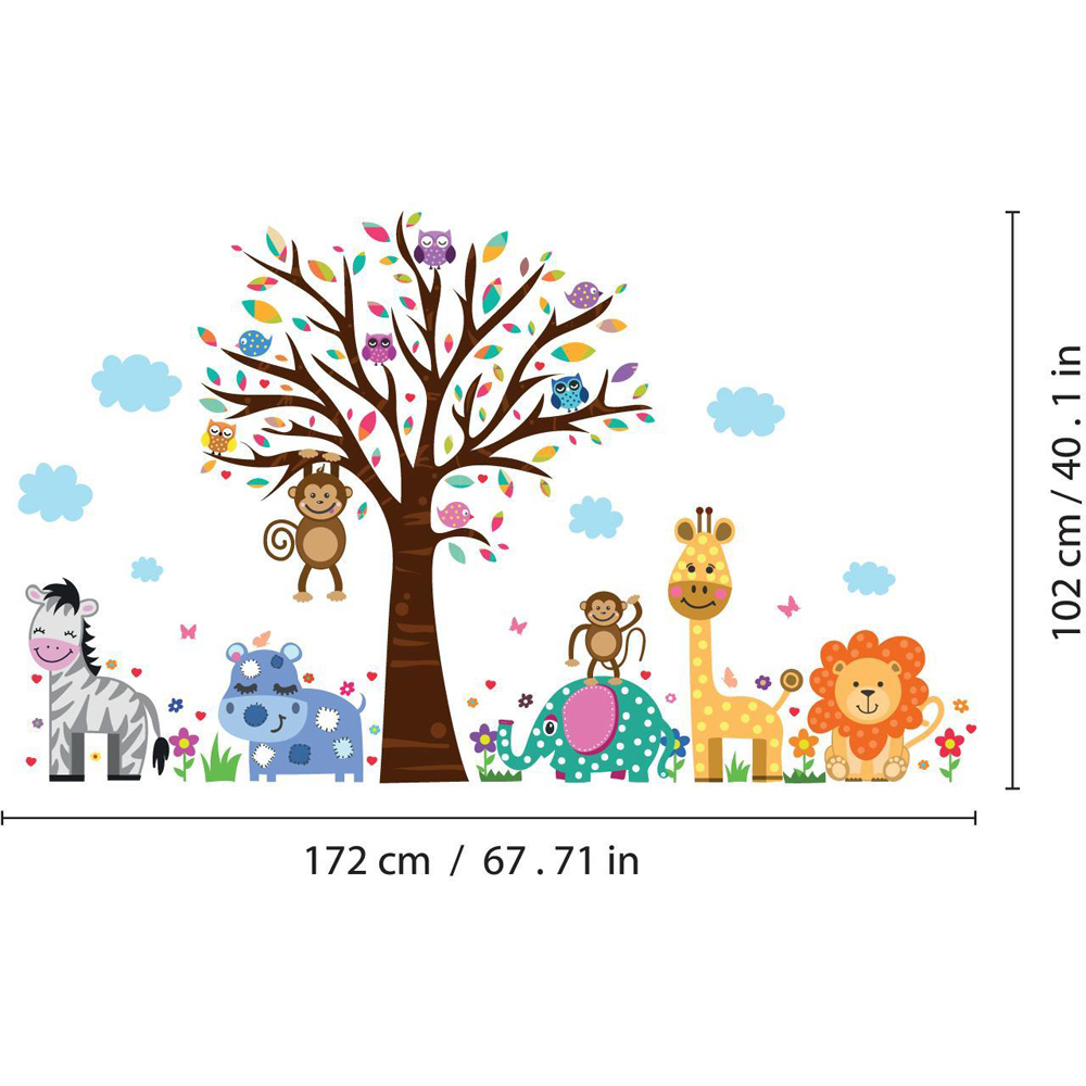 Walplus Happy London Zoo Kids Bedroom Self Adhesive Wall Stickers Image 4