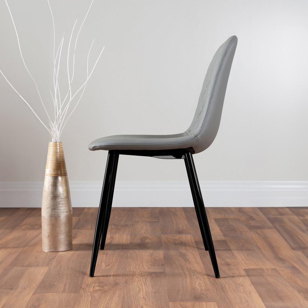 Furniturebox Molini Solara 6 Seater Dining Set Black Gloss and Grey Image 4