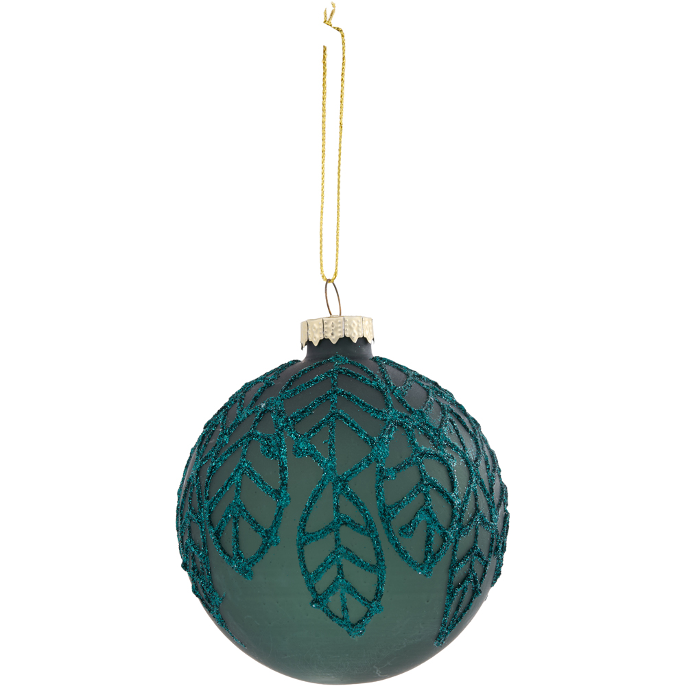 Emerald Glitter Leaf Bauble - Emerald Image 3