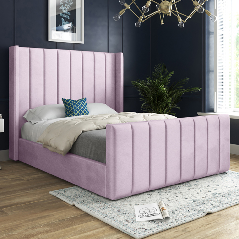 DS Living Oxford Single Pink Soft Plush Velvet Bed Frame Image 1