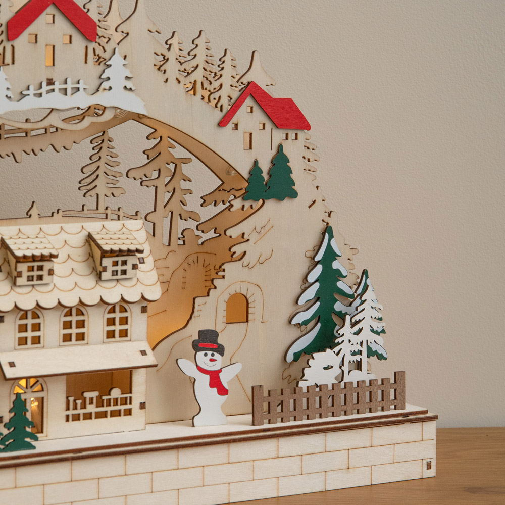 Samuel Alexander LED Wooden Christmas Candle Bridge Village Decoration 43cm Image 4