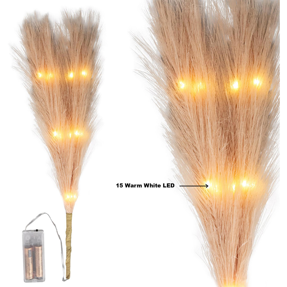 Shatchi Pre Lit Champagne Pampas Grass 45cm Image 4