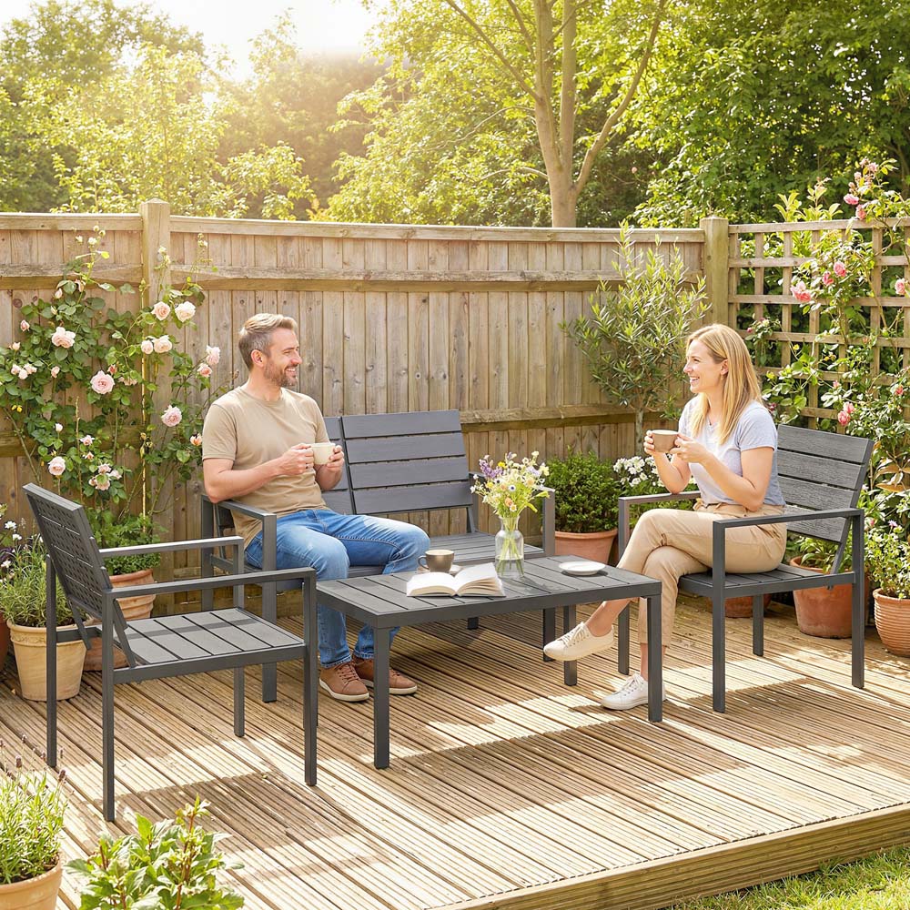 Outsunny 4 Seater Dark Grey Garden Sofa Set Image 1