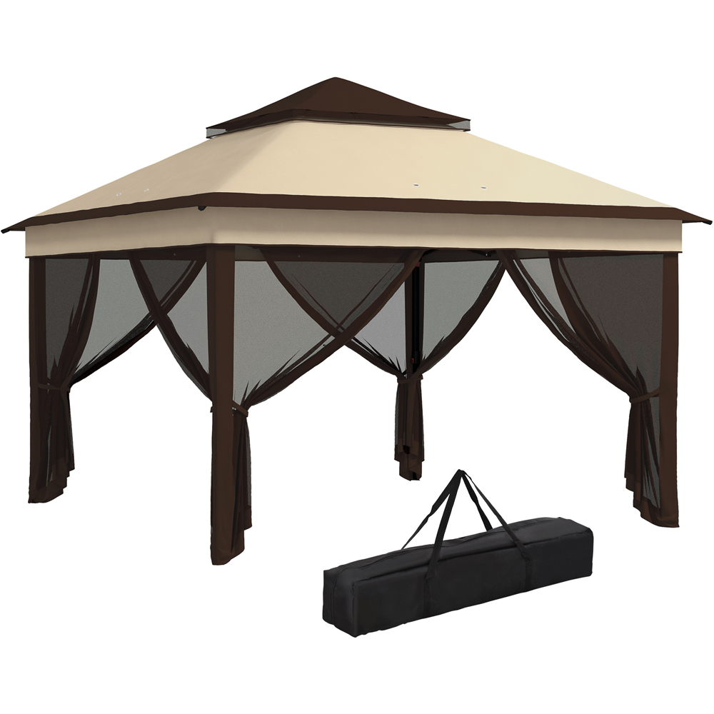 Outsunny 3 x 3m Beige Pop Up Gazebo with Net and Carry Bag Image 2
