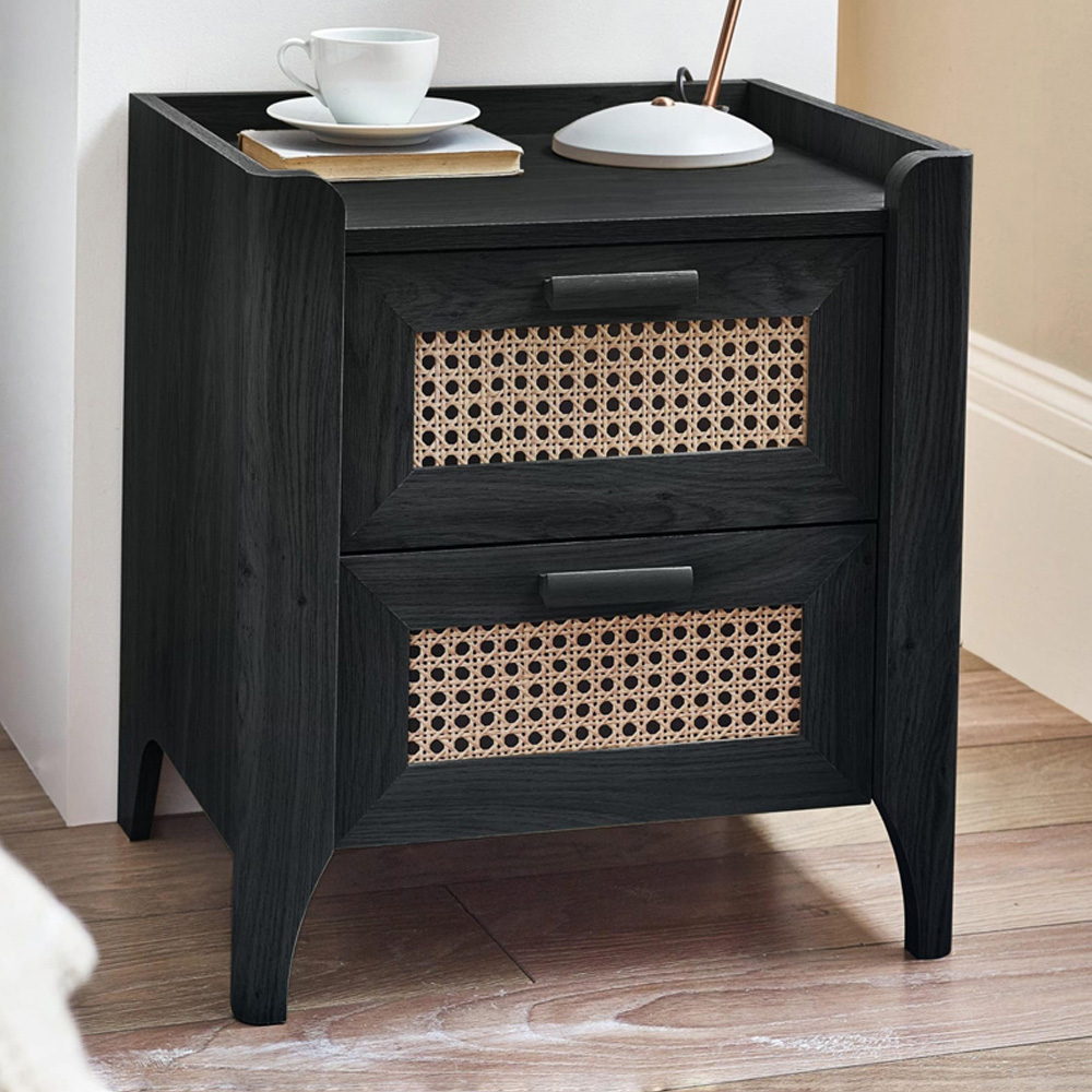 Julian Bowen Sydney 2 Drawer Black Ash Bedside Table Image 1