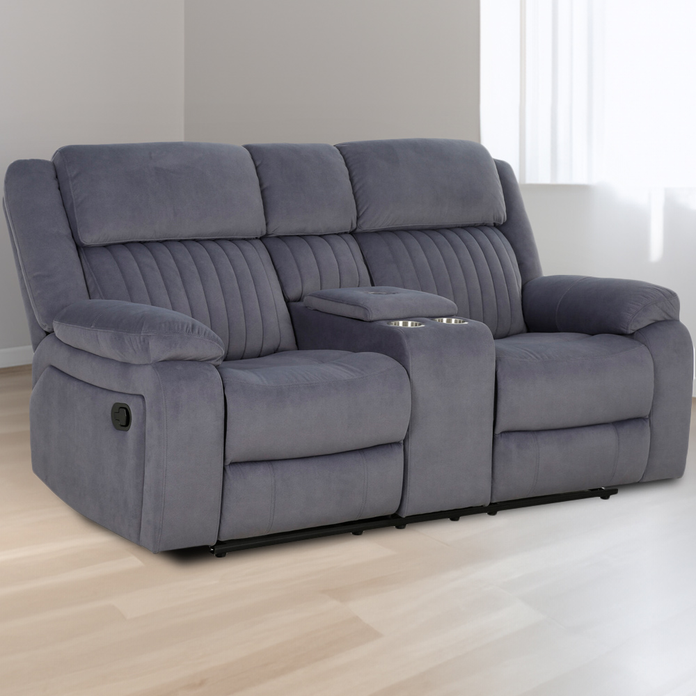 Haddon 2 Seater Dark Grey Manual Recliner Sofa Image 1