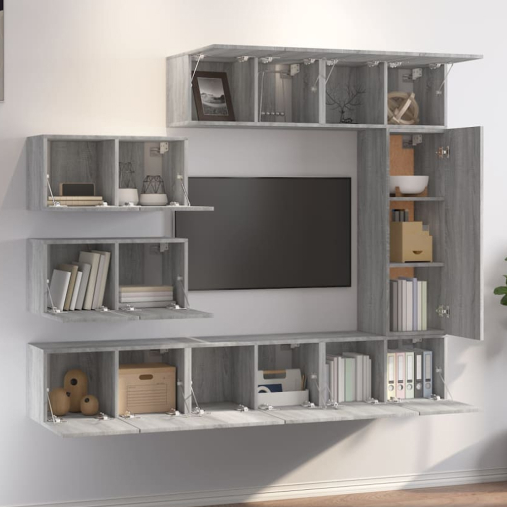 vidaXL 15 Door Grey Sonoma TV Cabinet Image 1