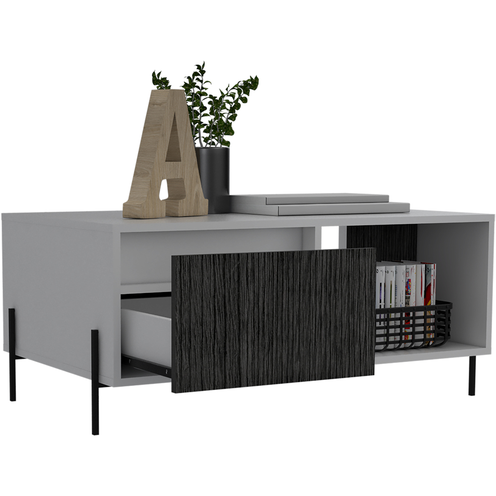 Core Products Dalla Single Drawer White and Carbon Grey Coffee Table Image 4