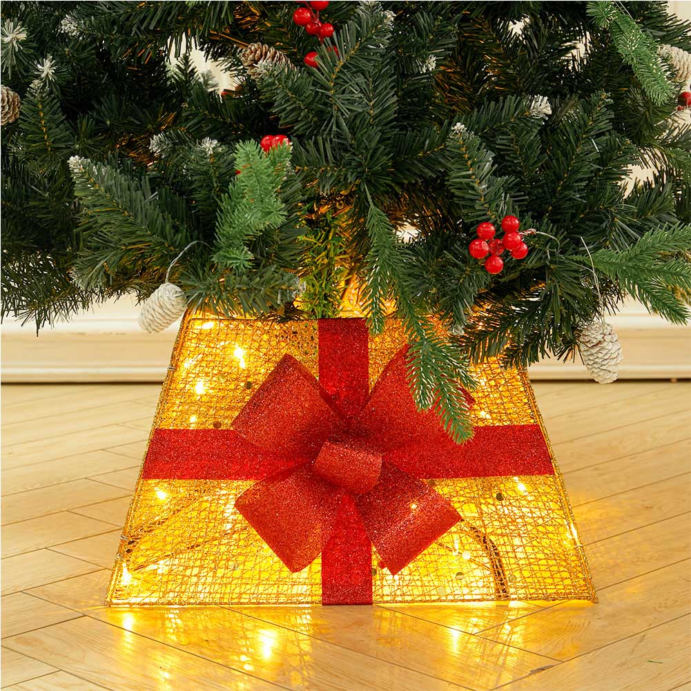 Living and Home Gold and Red Square Christmas Tree Collar Basket Image 2