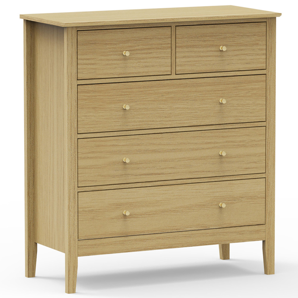 Core Products Henley 5 Drawer Oak Effect Wide Chest of Drawers Image 4