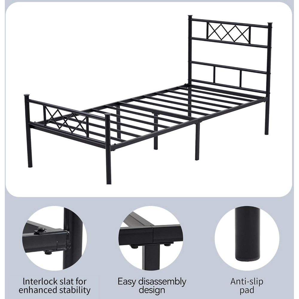 Brooklyn Felix King Size Black Metal Bed Frame with Headboard and Footboard Image 6