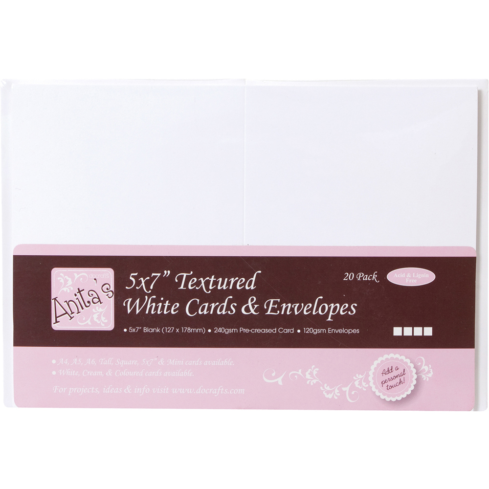 Anita's White Cards and Envelopes 12.7 x 17.78cm 20 Pack Image