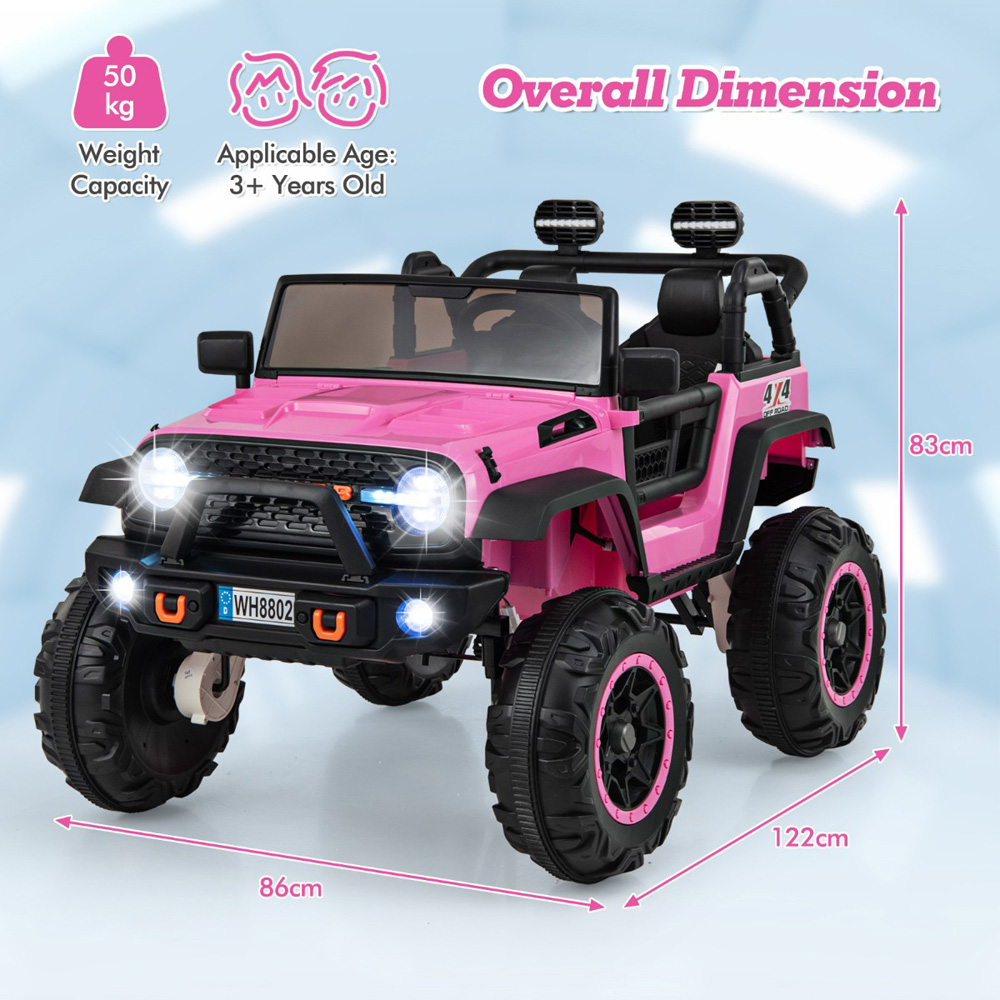 Costway Kids 2 Seater Pink Ride On Car with Remote Control and Horn 24V Image 8